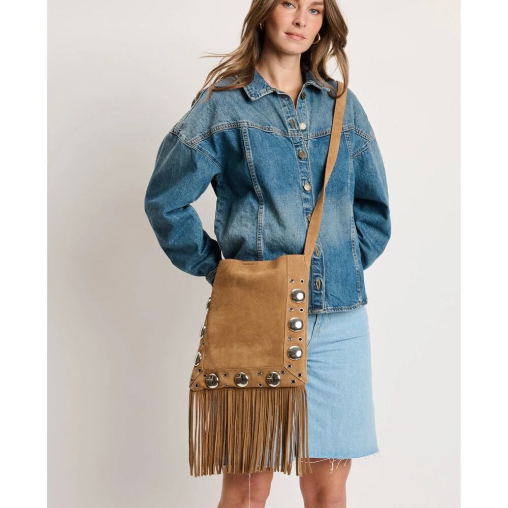 Moda Luxe Courtney Fringe Forward Crossbody BROWN NWT - Picture 6 of 6